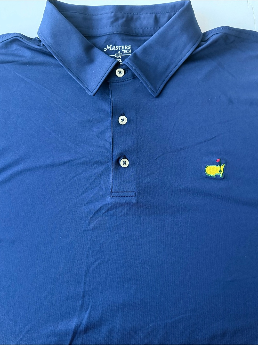 Masters Tech Navy Shirt with Yellow Logo Print